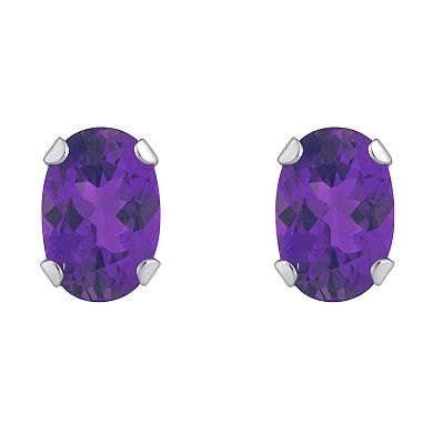 Celebration Gems 10k Gold Oval Amethyst Stud Earrings