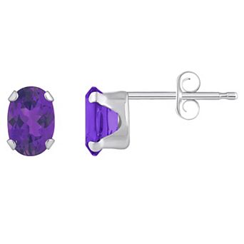 Celebration Gems 10k Gold Oval Amethyst Stud Earrings