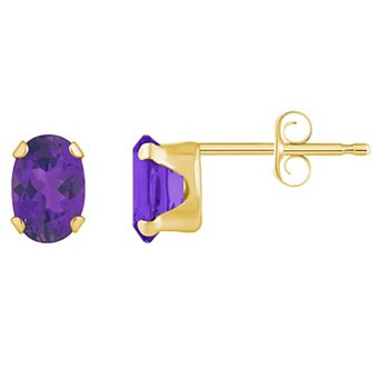 Celebration Gems 10k Gold Oval Amethyst Stud Earrings