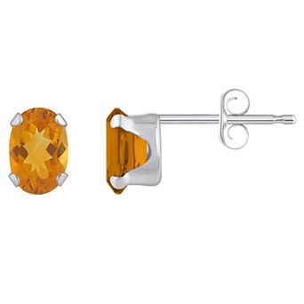 Celebration Gems 10k Gold Oval Citrine Stud Earrings