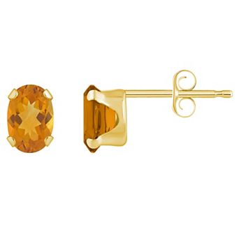 Celebration Gems 10k Gold Oval Citrine Stud Earrings
