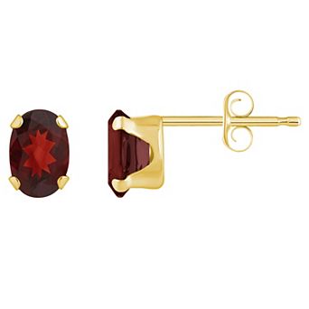 Celebration Gems 10k Gold Oval Garnet Stud Earrings