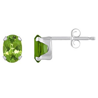 Celebration Gems 10k Gold Oval Peridot Stud Earrings