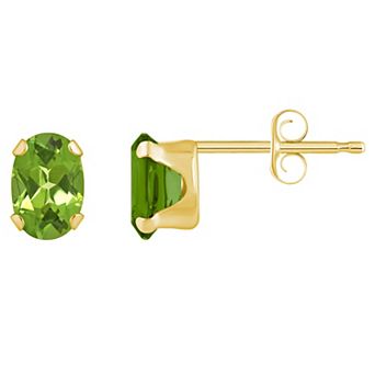 Celebration Gems 10k Gold Oval Peridot Stud Earrings