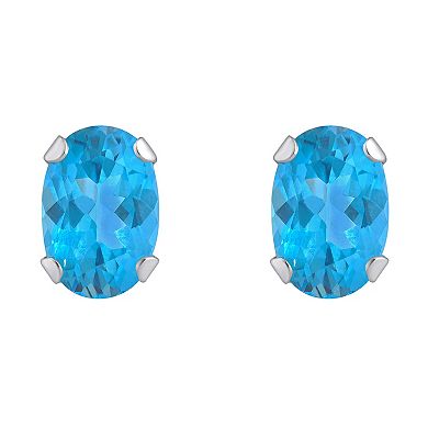 Celebration Gems 10k Gold Oval Swiss Blue Topaz Stud Earrings