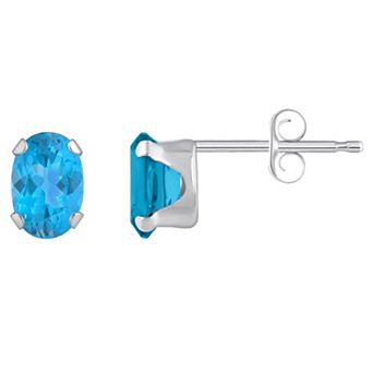 Celebration Gems 10k Gold Oval Swiss Blue Topaz Stud Earrings