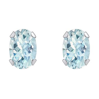 Celebration Gems 10k Gold Oval Aquamarine Stud Earrings