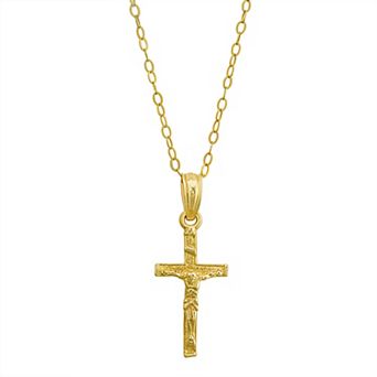 Charming Girl Kids 14k Gold Crucifix Necklace