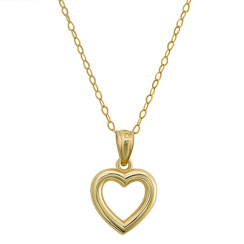 Charming Girl 14k Gold Polished Open Heart Necklace, Girls, Size: 15, M