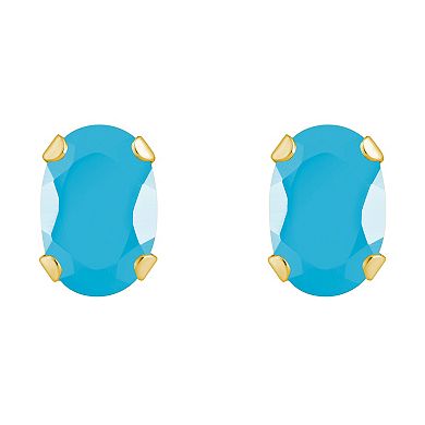 Celebration Gems 10k Gold Oval Stabilized Turquoise Stud Earrings