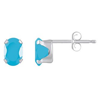 Celebration Gems 10k Gold Oval Stabilized Turquoise Stud Earrings