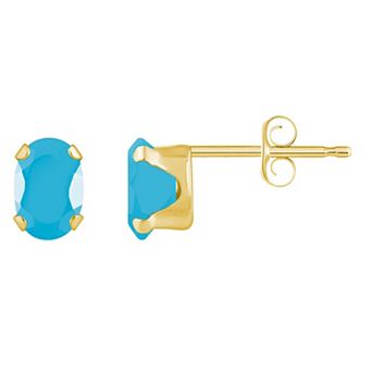 Celebration Gems 10k Gold Oval Stabilized Turquoise Stud Earrings