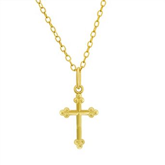 Charming Girl Kids 14k Gold Textured Cross Necklace