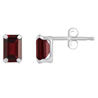 Celebration Gems 10k Gold Emerald Cut Garnet Stud Earrings