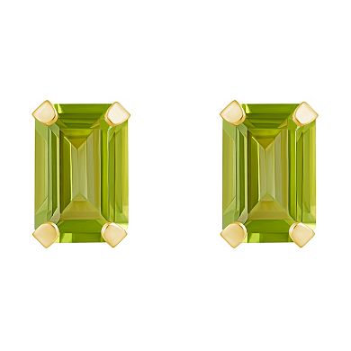 Celebration Gems 10k Gold Emerald Cut Peridot Stud Earrings