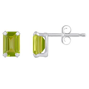 Celebration Gems 10k Gold Emerald Cut Peridot Stud Earrings