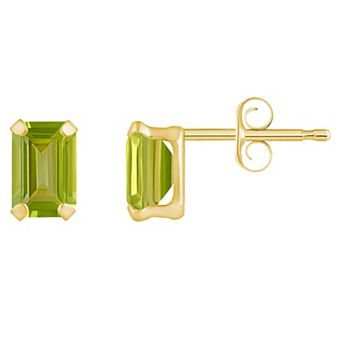 Celebration Gems 10k Gold Emerald Cut Peridot Stud Earrings