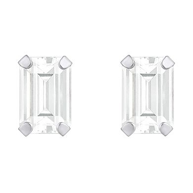 Celebration Gems 10k Gold Emerald Cut White Topaz Stud Earrings
