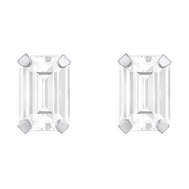 Celebration Gems 10k Gold Emerald Cut White Topaz Stud Earrings