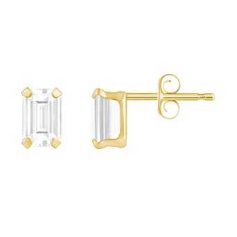 Celebration Gems 10k Gold Emerald Cut White Topaz Stud Earrings