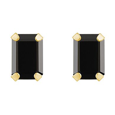 Celebration Gems 10k Gold Emerald Cut Onyx Stud Earrings