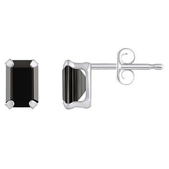 Celebration Gems 10k Gold Emerald Cut Onyx Stud Earrings