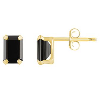 Celebration Gems 10k Gold Emerald Cut Onyx Stud Earrings
