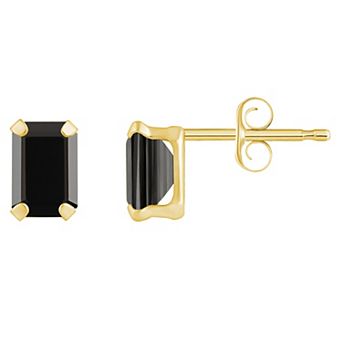 Celebration Gems 10k Gold Emerald Cut Onyx Stud Earrings