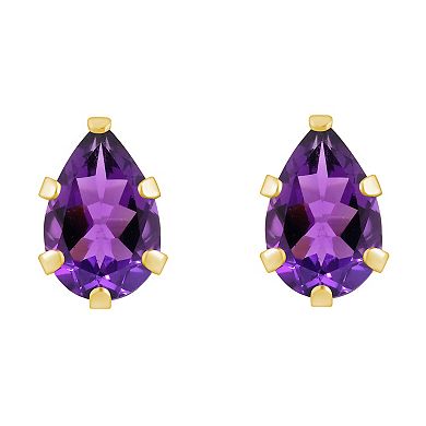 Celebration Gems 10k Gold Pear Shape Amethyst Stud Earrings