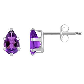 Celebration Gems 10k Gold Pear Shape Amethyst Stud Earrings