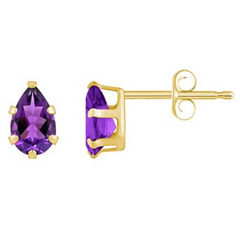 Celebration Gems 10k Gold Pear Shape Amethyst Stud Earrings