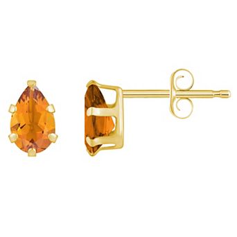Celebration Gems 10k Gold Pear Shape Citrine Stud Earrings