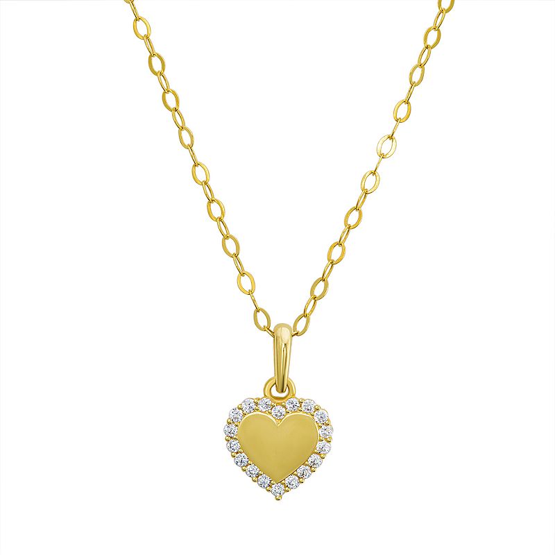 Charming Girl 14k Gold Cubic Zirconia Heart Pendant Necklace, Girls, Size