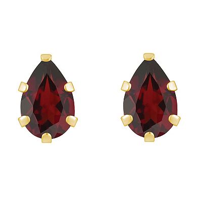Celebration Gems 10k Gold Pear Shape Garnet Stud Earrings