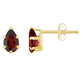 Celebration Gems 10k Gold Pear Shape Garnet Stud Earrings