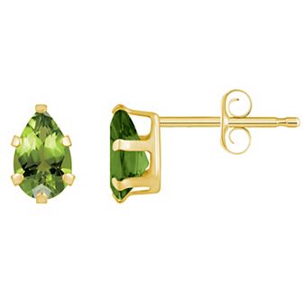 Celebration Gems 10k Gold Pear Shape Peridot Stud Earrings