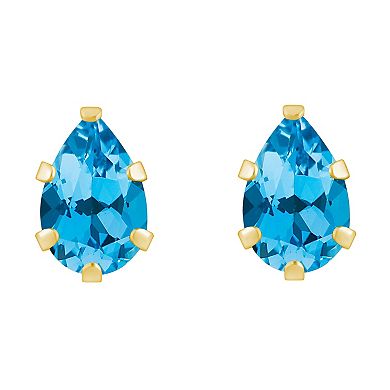Celebration Gems 10k Gold Pear Shape Swiss Blue Topaz Stud Earrings