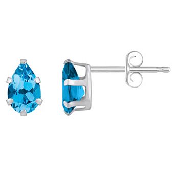 Celebration Gems 10k Gold Pear Shape Swiss Blue Topaz Stud Earrings