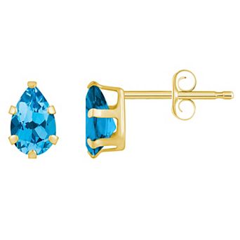 Celebration Gems 10k Gold Pear Shape Swiss Blue Topaz Stud Earrings