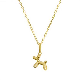 Charming Girl Kids 14k Gold Polished Balloon Dog Necklace