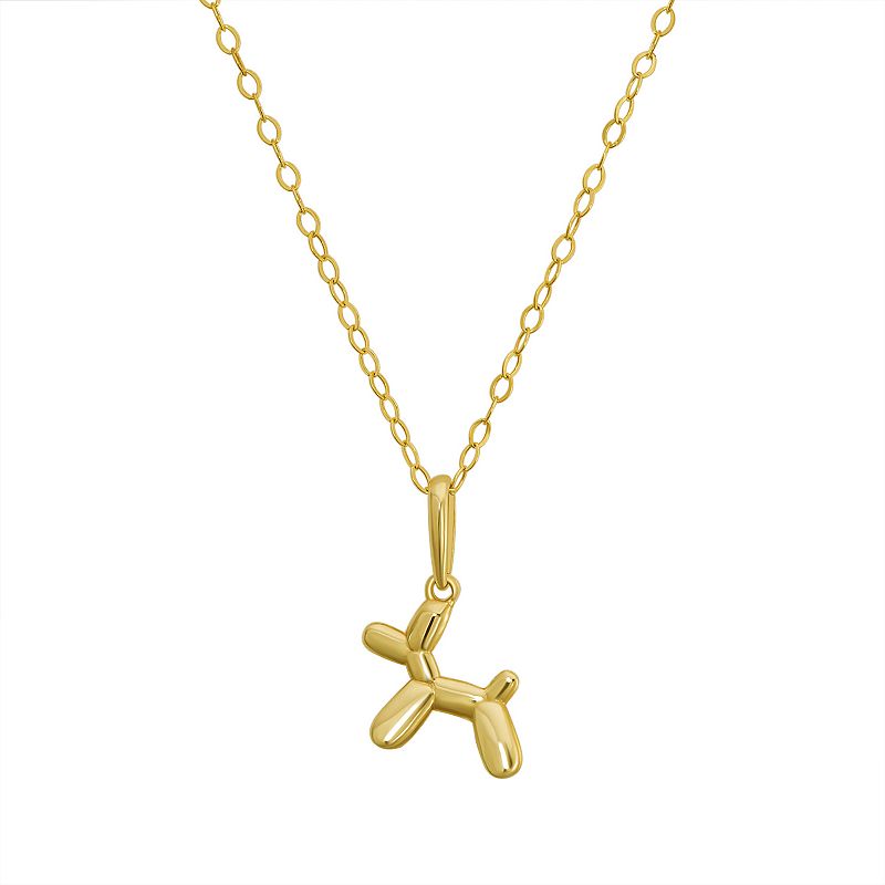 Charming Girl 14k Gold Polished Balloon Dog Necklace, Girls, Size: 15, 