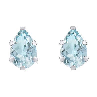 Celebration Gems 10k Gold Pear Shape Aquamarine Stud Earrings