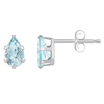 Celebration Gems 10k Gold Pear Shape Aquamarine Stud Earrings