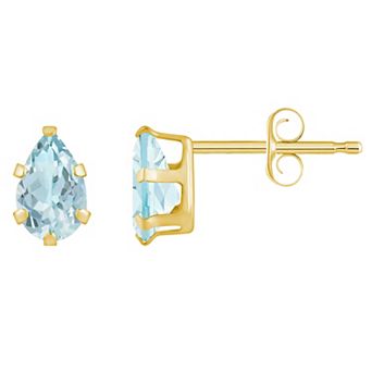 Celebration Gems 10k Gold Pear Shape Aquamarine Stud Earrings