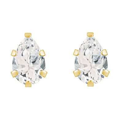 Celebration Gems 10k Gold Pear Shape White Topaz Stud Earrings