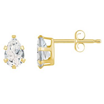 Celebration Gems 10k Gold Pear Shape White Topaz Stud Earrings