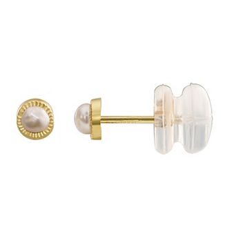 Charming Girl Kids 14k Gold Freshwater Cultured Pearl Stud Earrings