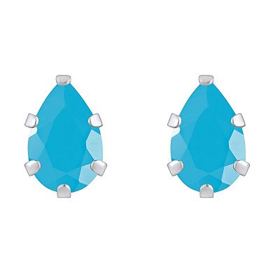 Celebration Gems 10k Gold Pear Shape Stabilized Turquoise Stud Earrings
