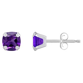 Celebration Gems 10k Gold Cushion Amethyst Stud Earrings