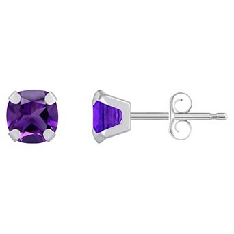 Celebration Gems 10k Gold Cushion Amethyst Stud Earrings